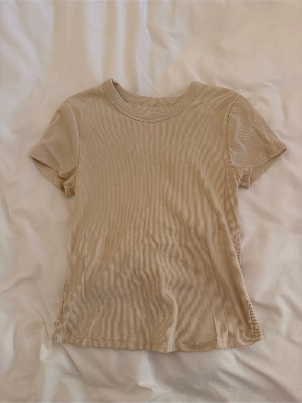 Old Navy Short Sleeve Ribbed Tee - Cream